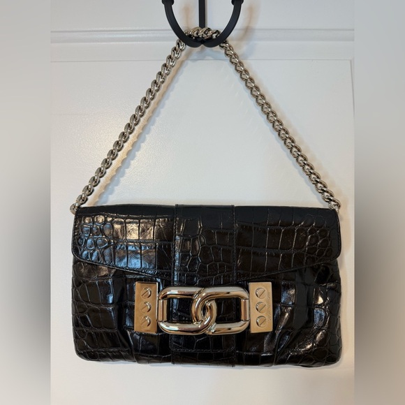 Michael Kors MK Black Leather Shoulder Bag / Purse - Picture 2 of 7